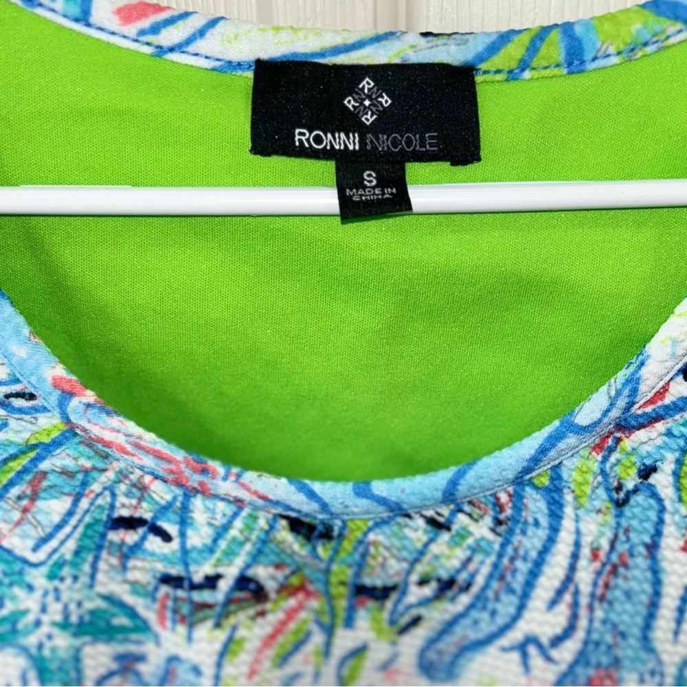 Ronni Nicole Blue and Green Sleeveless Dress - Picture 2 of 7